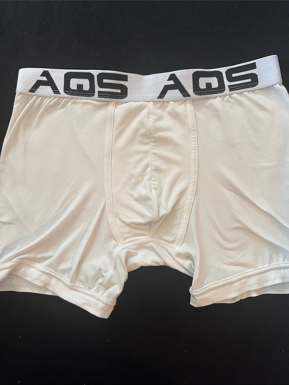 AQS Men's White Boxer Briefs with Black Branded Waistband